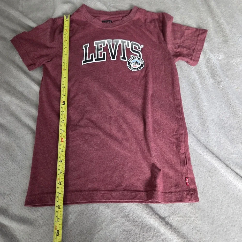 Levis Shirt Kids 10-12 Red Explore More Logo Graphic Short Sleeve Tee Top